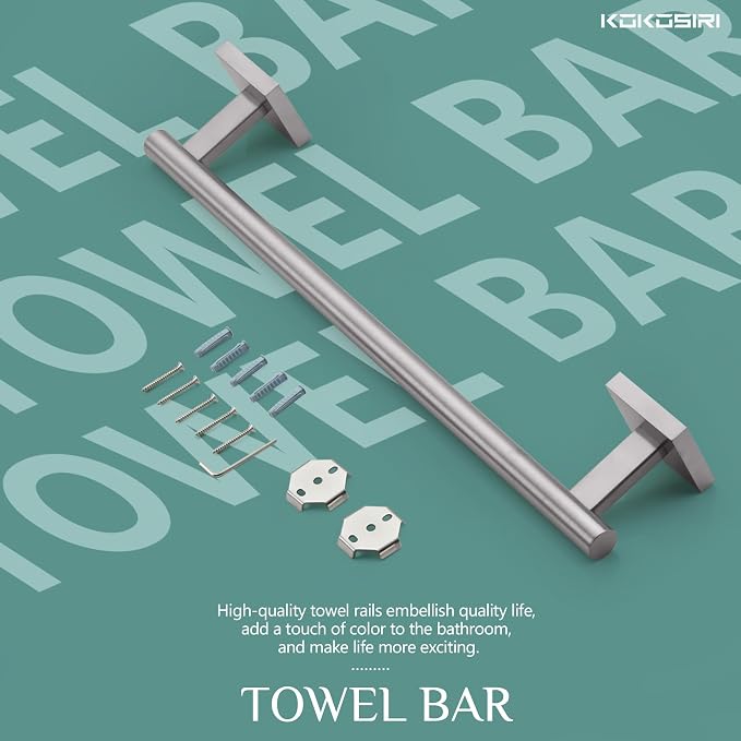 KOKOSIRI Towel Holder 16 Inch Bathroom Hand Towel Bar for Bath Kitchen Toilet Brushed Nickel Stainless Steel B4005BR-L16