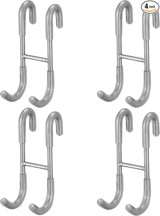 Homevacious 4 Pack Shower Door Hooks Towel Hooks for Bathroom Frameless Glass Shower Door SUS 304 Stainless Steel Drilling-Free Hanger Shower Hooks- Sliver - 4 pcs Chrome