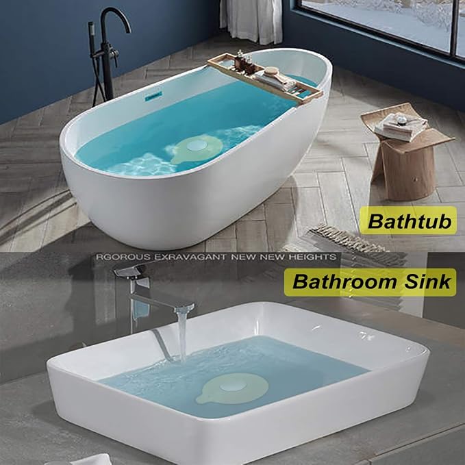 Seatery 2PCS Bathtub Stopper Hair Catcher Kit, Bathtub Drain Strainer, Tub Stopper Plug Cover, Sink Filter, Silicone Drain Stopper for Bathroom, Laundry (Grey)