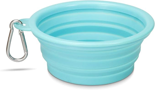 Portable Collapsible Dog Bowl for Water or Food Great Pet Travel Bowl in Multiple Sizes (Standard - 12oz, Teal)