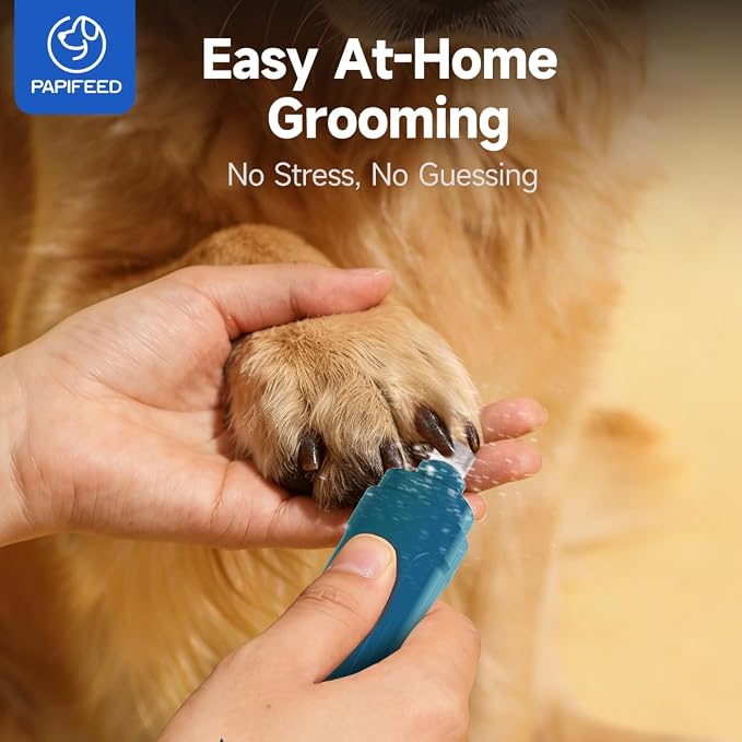 PAPIFEED Dog Nail Grinder with LED Light, Ultra Quiet 3-Speed Electric Nail File for Small Medium Large Dogs & Cats, Rechargeable Pet Nail Grinder with Trimmer (Blue)
