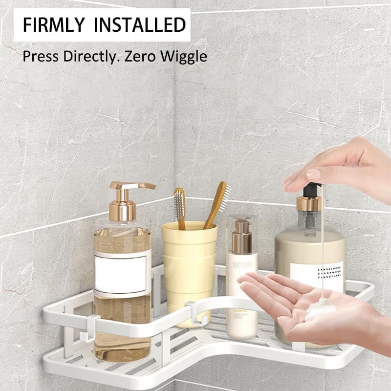 Shower Shelves Corner: Adhesive Shower Caddy with Soap Holder, Sturdy Rustproof Aluminum Bathroom Organizer Rangement Douche, Washroom Accessories Storage Holder, White