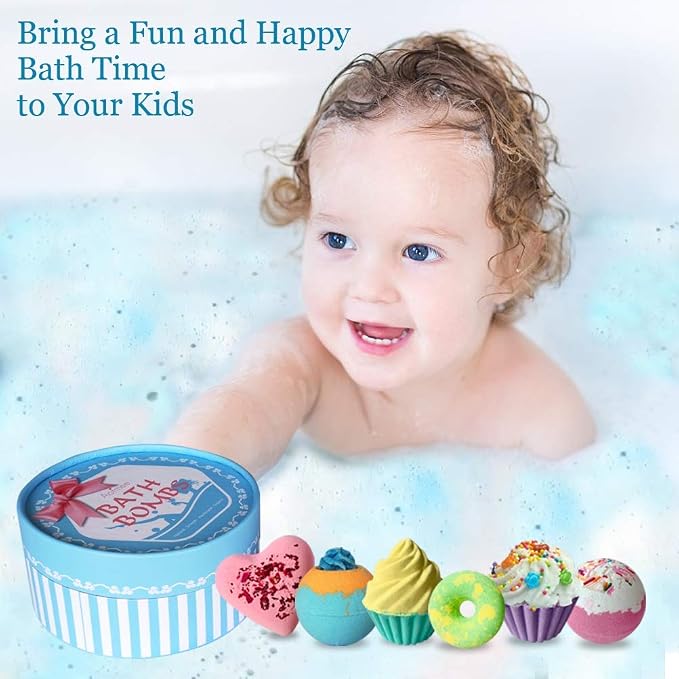 Aofmee Bath Bombs, 6pcs Bubble Bath Bomb for Girls, Handmade Fizzies Bathbombs for Women, Natural Organic Kids Spa Kit, Non Toxic Bath Kit for Teens, Gift Set for Mother Birthday Christmas Easter