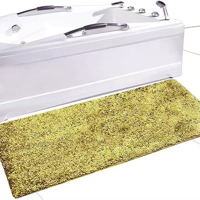 Madeals Long Bathroom Rugs Chenille Runner Bathroom Mat Kitchen Rug Golden