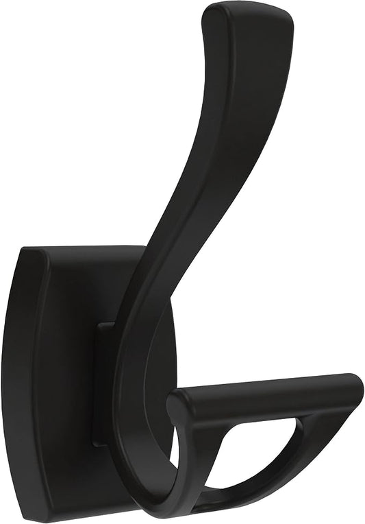Delta Dansant (1-Pack) Towel Hooks Matte Black Double J Wall Mounted for Robes 2-Prong Holder, Bathroom Accessories DAN35-MB