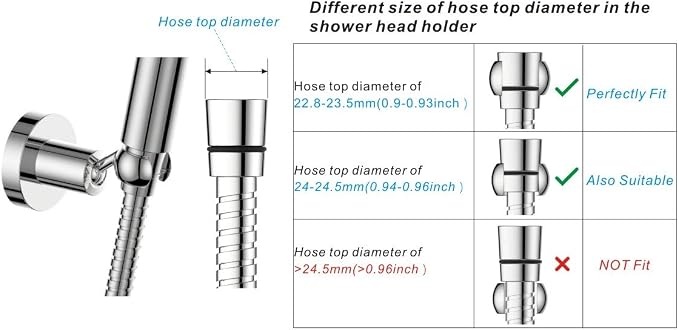 Wall Mounted All Brass Adjustable Handheld Shower Head Bracket Holder, Hand Held Shower Wand Hose Sprayer Holder (Round, Chrome)