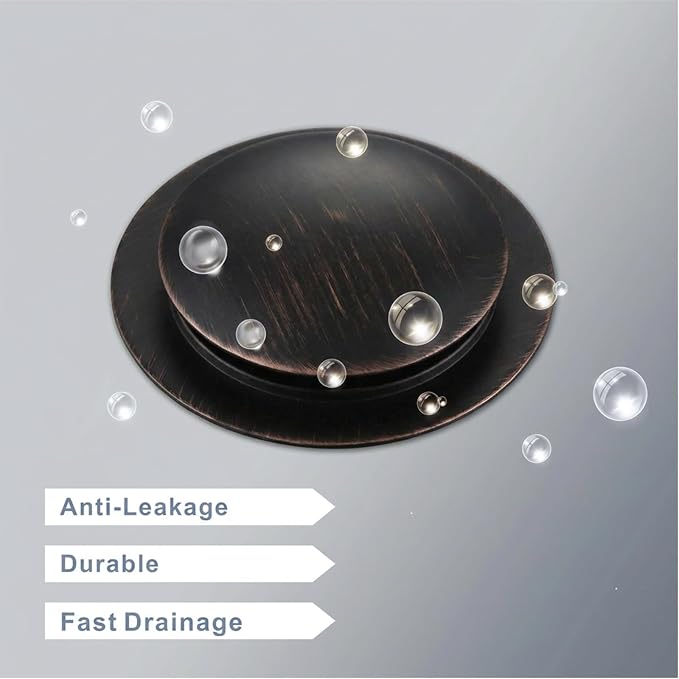 Oil Rubbed Bronze Bathtub Drain Stopper, Hidrop Universal Toe Touch Pop Up Bath Drain, Tip Toe Tub Drain Stopper Conversion Kit, Replaces Lift and Turn, Tip-Toe and Trip Lever Drains, EZ Install (ORB)