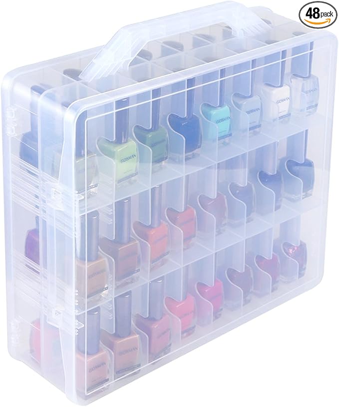 Kissbuty Universal Nail Polish Holder Organizer for 48 Bottles Adjustable Dividers Space Saver
