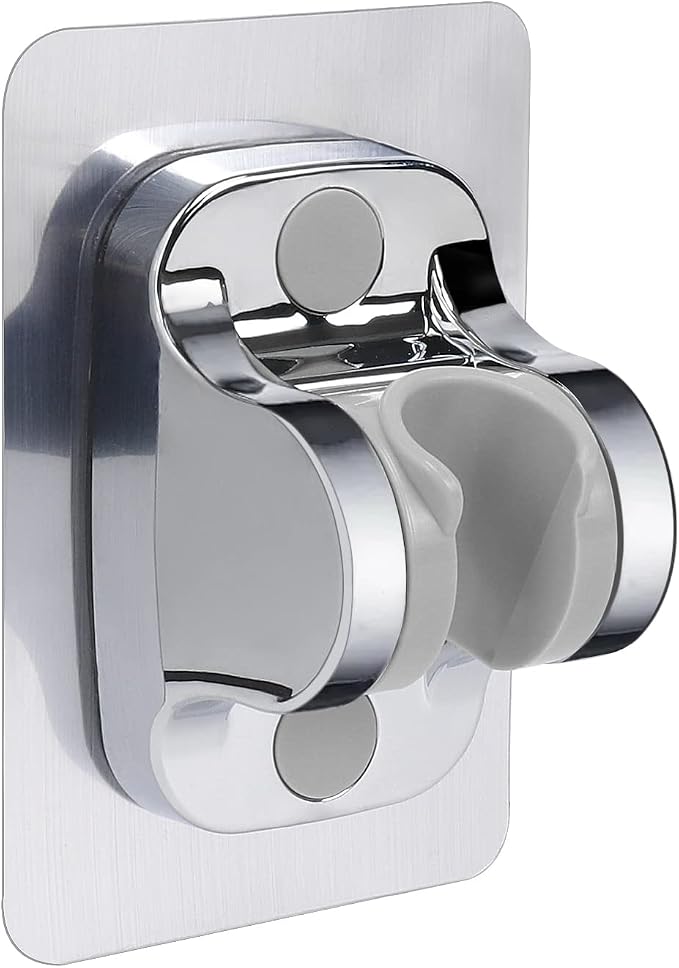 NearMoon Self Adhesive Shower Head Holder-Adjustable Handheld Shower Holder NO Drilling Wall Mount Waterproof (1 Pack, Chrome Finish)