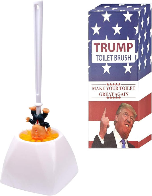 Donald Trump Toilet Brush with Holder, Funny Gag Gift for Your Friends and Family, Make Your Toilet Great Again, The Presidential Novelty Gift