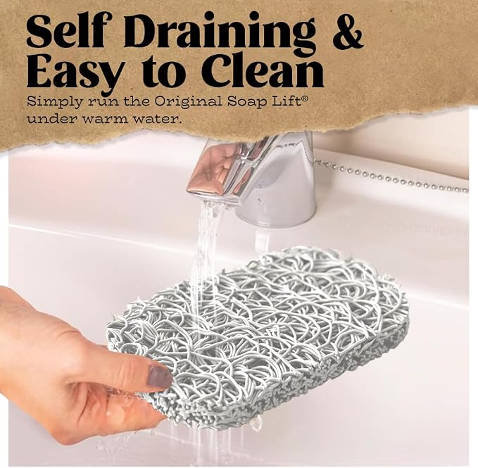 Soap Bar Holder - Flexible Shower Tray with Self-Draining Design - Soap Saver Pad Made of BPA-Free Bioplastic - Handmade Soap Lifts for Bar Soap, Dishes, Shower & Bathroom Sink - 2-Pack (Whitecolor)