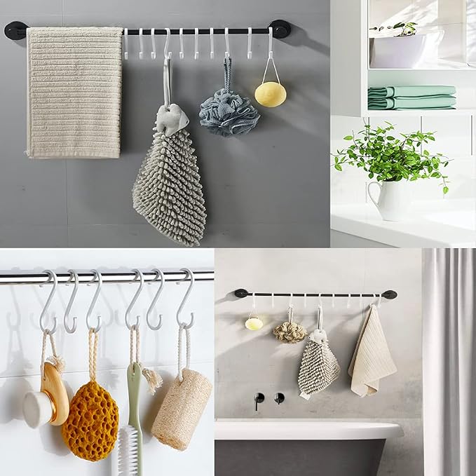 GAViA 10 Pack S Shaped Hooks - Heavy Duty S- Hooks Pan Pot Holder Rack Hanging for Kitchenware Pans, Pots, Cups, Utensils Clothes, Bags, Towels, Plants (White)
