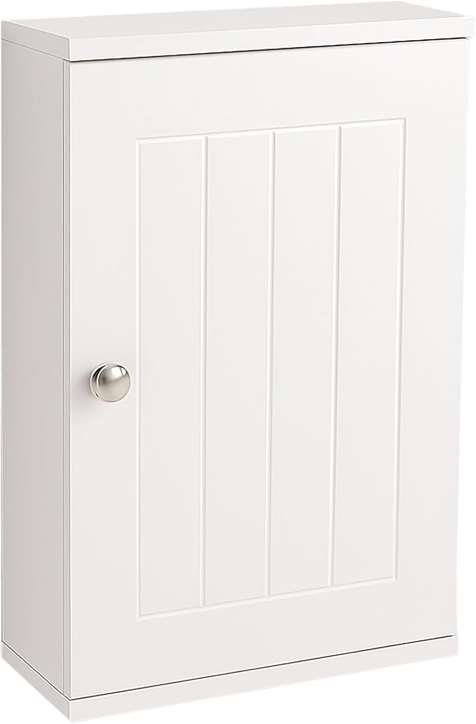 Relaxdays bathroom wall cabinet, 2 shelves, HWD: 50 x 30 x 14 cm, magnetic closure, farmhouse style, slim design, white