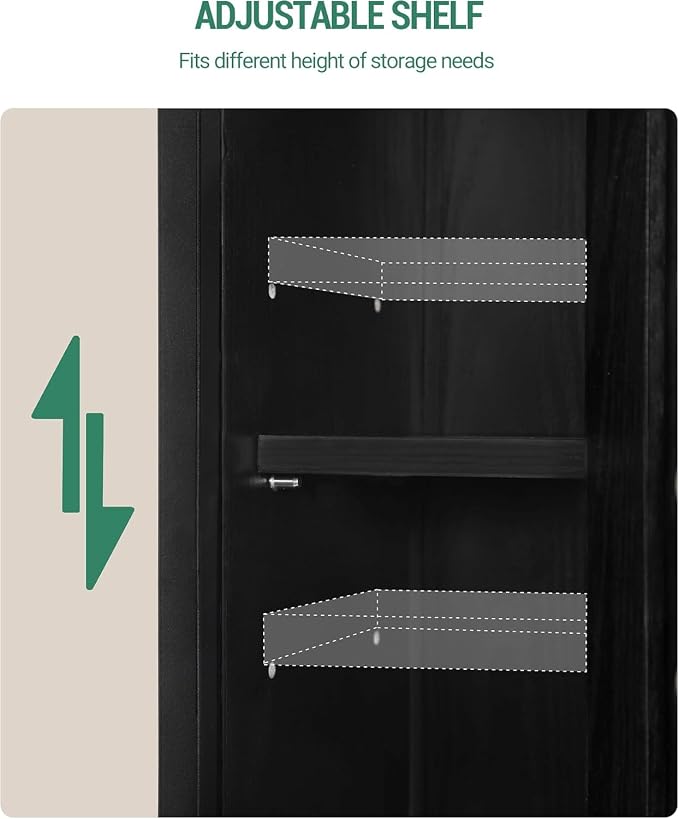 Hzuaneri Bathroom Storage Cabinet - Toilet Paper Storage Cabinet, Small Toilet Paper Holder with 4 Wheels, Bathroom Organizer with Adjustable Shelf, for Small Spaces, Black BC04604X