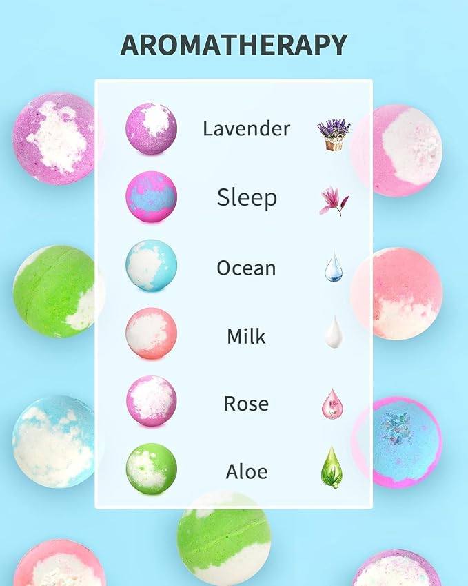 Light Up Bath Bombs with Surprise Inside, 4.23 oz XL Natural Gift Set 6 | with Essential Oils, Magnesium Large Bath Bombs for Women Relaxing Spa Skin Moisturize Gifts for Women