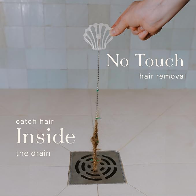 Shower Drain Hair Catcher – Disposable Bathroom Hair Trap, Easy to Install in Shower Drain Cover, Helps Prevent Clogs – As Seen on Shark Tank - Bathroom Accessories - Shell (4-Pack)