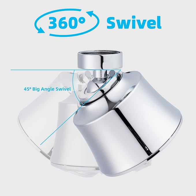 iFealClear Kitchen Sink Faucet Head with Metal Ball Joint, 360° Swivel Faucet Sprayer Head, Big Angle Sink Faucet Aerator Adapter 55/64-27UNS Female Thread, 4 Spray Modes, Extra Metal Adapters, Chrome