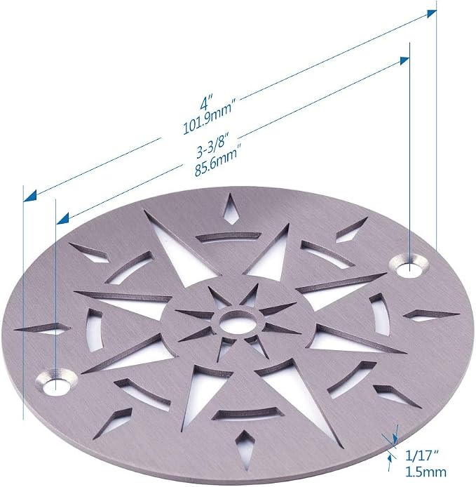 Uni-Green Round Shower Drain Cover (4 in Screw in, Star Brushed)