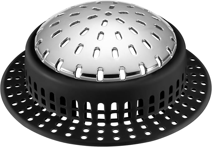 Aluvor Bathtub Drain Hair Catcher Shower Drain Cover Sink Drain Protector | Bathroom Sink & Bathtub Drain Strainer for Pop-Up & Regular Drains, Black