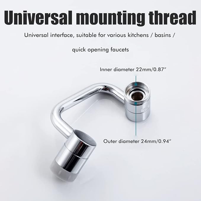 1080° Rotating Faucet Extender Aerator,Solid Brass Universal Splash Filter Faucet, Big Angle Swivel Faucet Aerator Sink Attachment,Dual-function 2-Flow Sprayer,Matte Black…