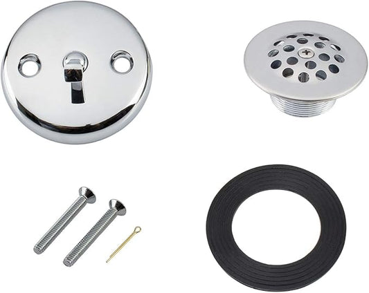 Artiwell Trip Lever Tub Trim Kit Set with Trip Lever Overflow Face Plate, Trip Lever Bathtub Drain with Strainer, Overflow and Matching Screws (CHROME PLATED)