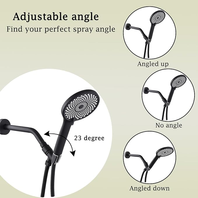 All Metal Handheld Shower Head Holder, Adjustable Shower Wand Holder with Brass Pivot Ball，Shower Arm Holder Mount for Connecting Shower Arm and Shower Hose，Black