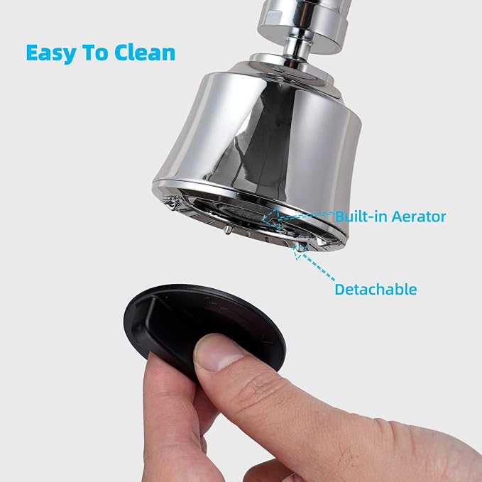 iFealClear Kitchen Sink Faucet Head with Metal Ball Joint, 360° Swivel Faucet Sprayer Head, Big Angle Sink Faucet Aerator Adapter 55/64-27UNS Female Thread, 4 Spray Modes, Extra Metal Adapters, Chrome