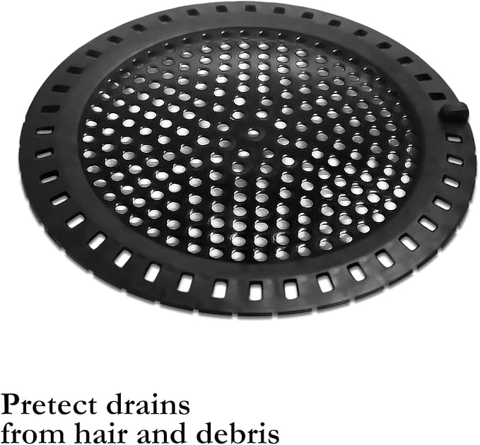 Huntonry Hair Catcher Shower & Tub Drain Protector, Bathtub & Sink Drain Strainer, Flat & Round, Black