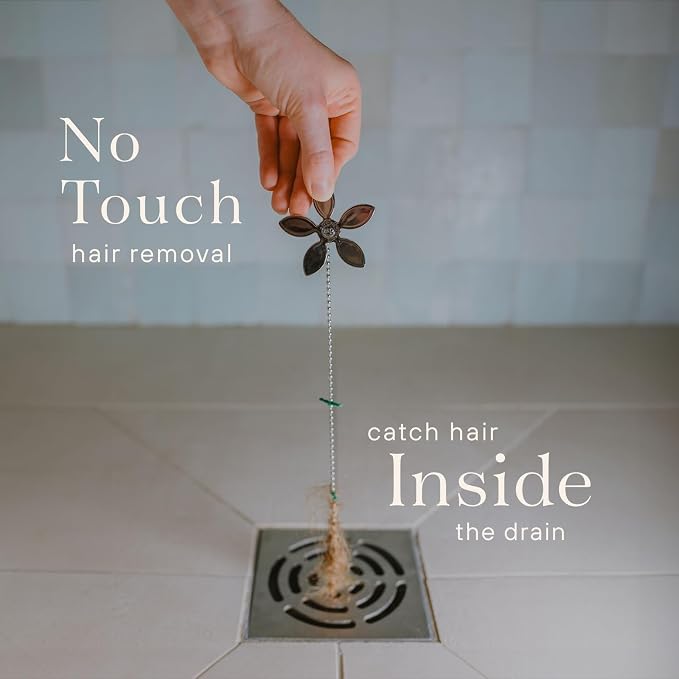 Shower Drain Hair Catcher – Disposable Bathroom Hair Trap, Easy to Install in Shower Drain Cover, Helps Prevent Clogs – As Seen on Shark Tank - Silver Flower (12-Pack)