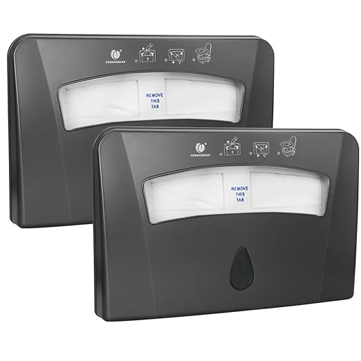 Toilet Seat Cover Dispenser, Dark Grey, 2-Pcs | Wall Mounted, Compatible with Half-fold