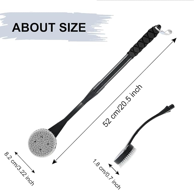 Back Scrubber for Shower,20.5" Long Handle Shower Brush for Body for Deep Clean,Back Brush for Shower for Men Women(Black)