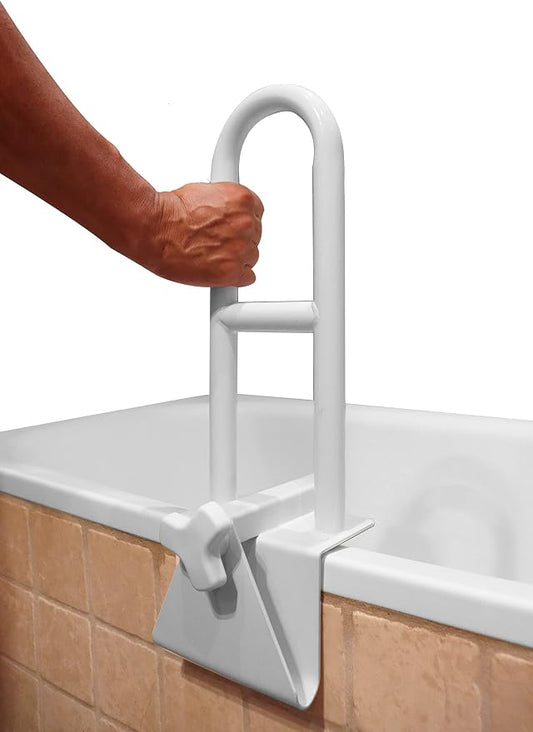 PEPE Mobility Bathtub Safety Rail, Shower Grab Bar Handle for Seniors, Elderly and Disabled, Fits 3 to 6.5 Inch Tub Walls, Bathroom Safety Bars with Non-Slip Grip