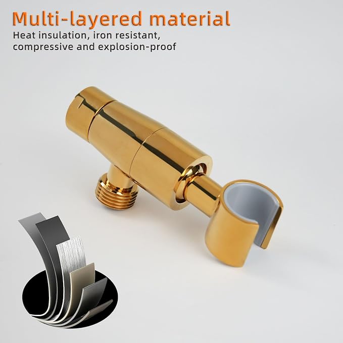 Shower Head Holder,All Metal Handheld Shower Head Holder,Adjustable Shower Arm Mount Bracket,Shower Head Bracket,Gold,1G4MK