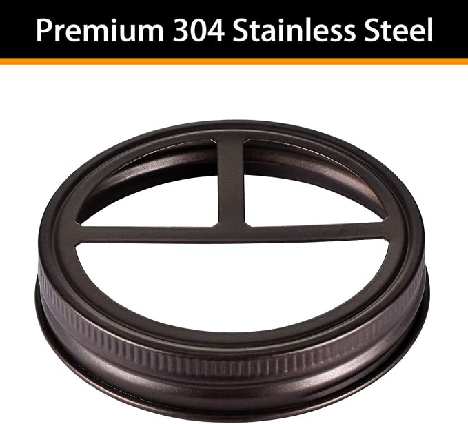 [Wide Mouth ONLY] SheeChung 2 Pack Mason Jar Toothbrush Holder Lid - Rustproof 304 Stainless Steel for Ball Mason Jar or Any Pint. Jar, Farmhouse Decor Bathroom Accessories Set - Bronze