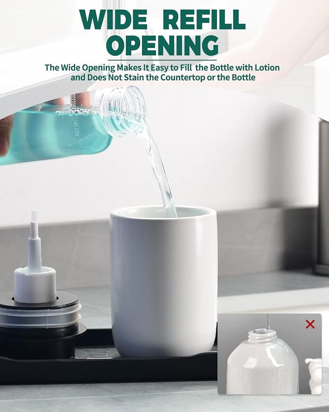 BosilunLife Foam Soap Dispenser, Hand Pump Dispenser for Kitchen Sink | Ceramic Foaming Hand Dispenser for Bathroom Modern Farmhouse Small Soap Dispenser (White)