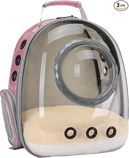 Pet Carrier Backpack for Kitten, Small Puppy and Bunny, Backpack for Kitten, Space Capsule Bubble Cat Backpack Carrier, Airline Approved Waterproof Green Pet Backpack for Small Dog (Pink)