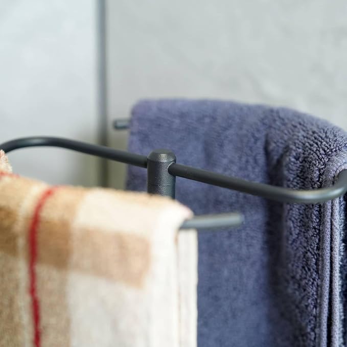 Hand Towel Holder Countertop with Storage Tray Weighted (Matte Black) | heavier base | electroplated for a lasting shine | bathroom organizer | storage tray for watch, necklaces, glasses, earring