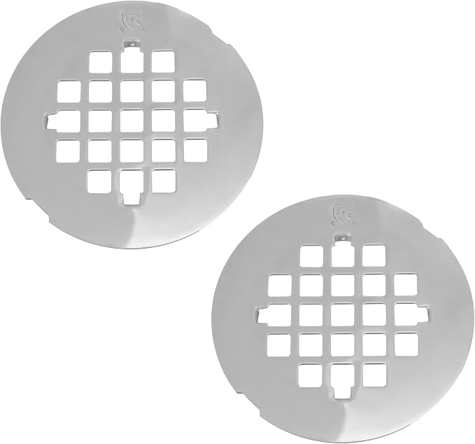 Westbrass D319-2-26 4-1/4" OD Casper Style Brass Snap-in Shower Strainer Grid Drain Cover, Polished Chrome (2-Pack)