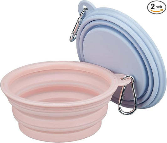 2-Pack Portable Dog Bowls, 12OZ Collapsible Dog& Cat Travel Bowl with Hook | BPA-Free Leak-Proof Collapsible Dog Water Bowl for Small Medium Pets, Travel, Camping Daily Indoor&Outdoor Essentials
