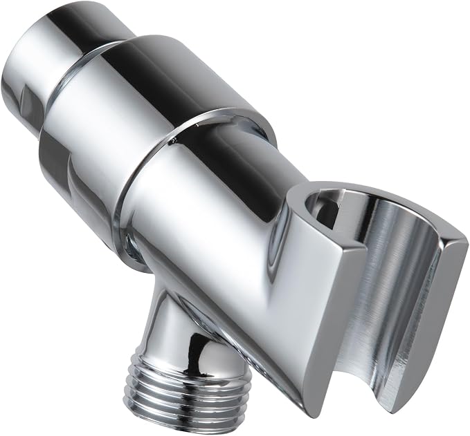 OFFO Shower Head Holder All Metal for Handheld Shower Head, Adjustable Shower Arm Mount with Solid Brass Pivot Ball, 1/2 in IPS Female Inlet and Male Outlet, Chrome