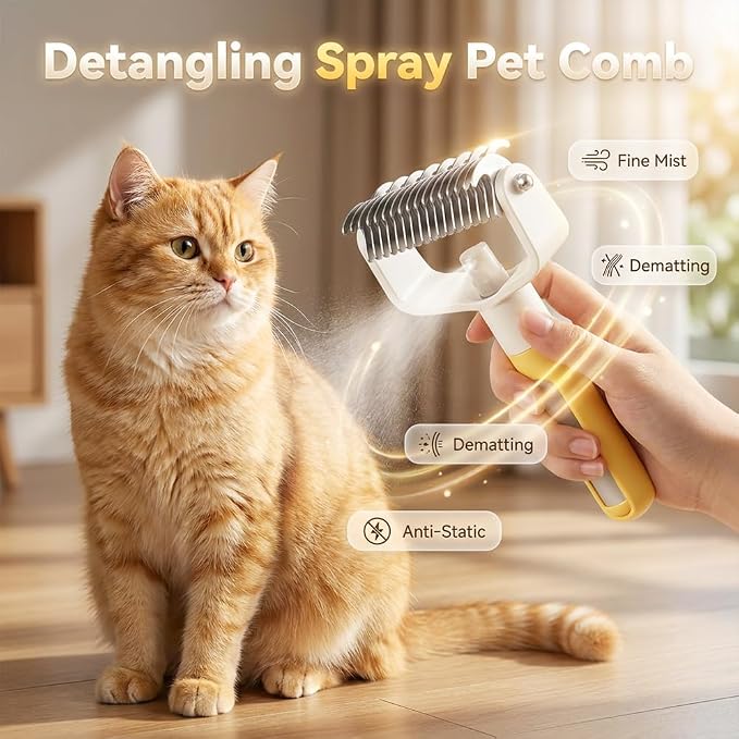 Pet Grooming Brush, Double Sided Pet Grooming Tool for Dogs and Cats, Extra-Wide Stainless Steel Deshedding Dog Brush for Matted Fur Medium or Long Haired Breeds (Blue, 1pcs)