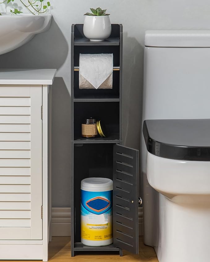 AOJEZOR Toilet Paper Holder Stand: Holds 4 Rolls for Small Bathroom Renters