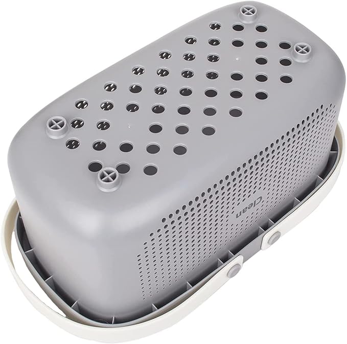 Plastic Shower Caddy Basket With/Drain Holes In Bottom, Portable Dorm Shower Basket Bathroom Storage Basket for Bathroom Body Wash, Shampoo - 12.4 * 6.14 * 7inch - White+Gray
