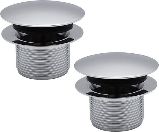 Westbrass D398R-2-26 1-1/2" NPSM Coarse Thread Mushroom Tip-Toe Bathtub Drain Stopper, Polished Chrome (2-Pack)