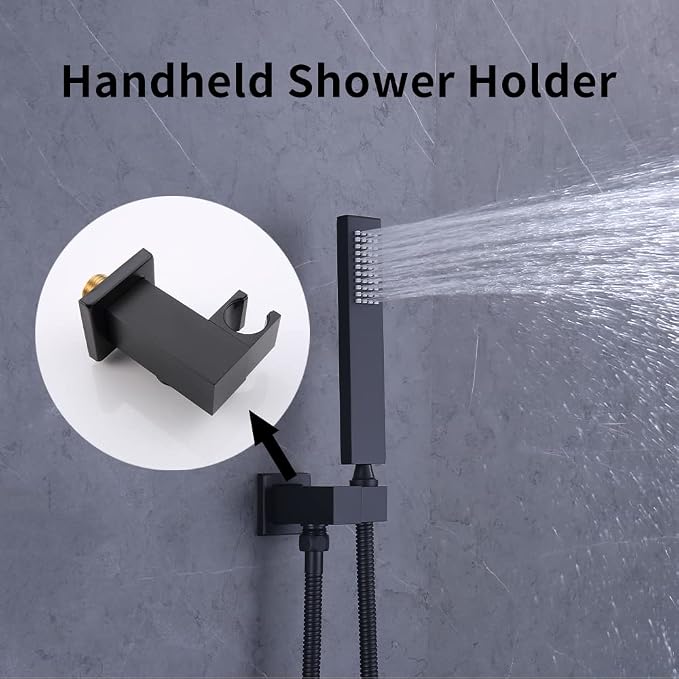 AYIVG Bathroom All Brass Wall Mount Adjustable Hand held ShowerHead Holder Bracket , Black Finish
