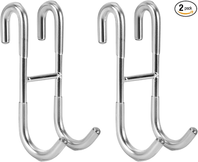 Simtive Shower Door Hooks (2-Pack), Towel Hooks for Bathroom Frameless Glass Door, Shower Squeegee Hooks, Silver