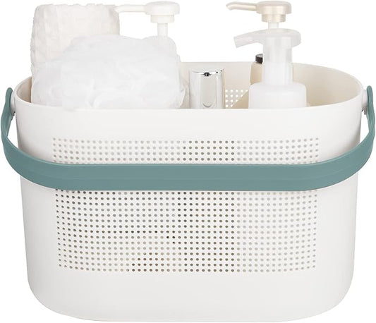 UUJOLY Plastic Storage Baskets with Handles, Shower Caddy Shelf Organizers Basket for Bathroom, Kitchen, Dorm Room, Green