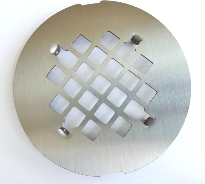 4-1/4 inches Snap-On Round Shower Drain Cover, Stainless Steel (Brushed Nickel)