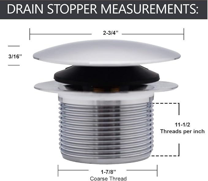 Westbrass D398R-2-26 1-1/2" NPSM Coarse Thread Mushroom Tip-Toe Bathtub Drain Stopper, Polished Chrome (2-Pack)