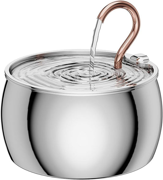 2.5L/84oz Gooseneck Kitty Spout Cat Water Fountain Stainless Steel | Quiet Cat Fountain for Drinking, Pet Water Fountain for Cats Inside, Automatic Cats Water Dispenser, for Pets